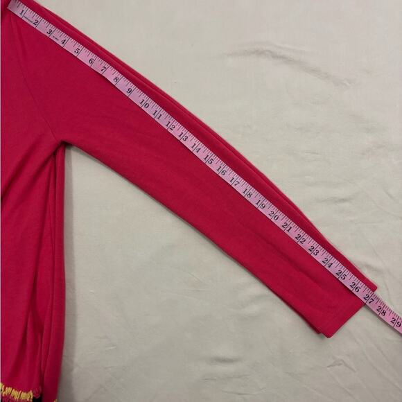 Double Zero Pink Embroidered Rainbow Women’s Open Cardigan  Size Large - Picture 7 of 7